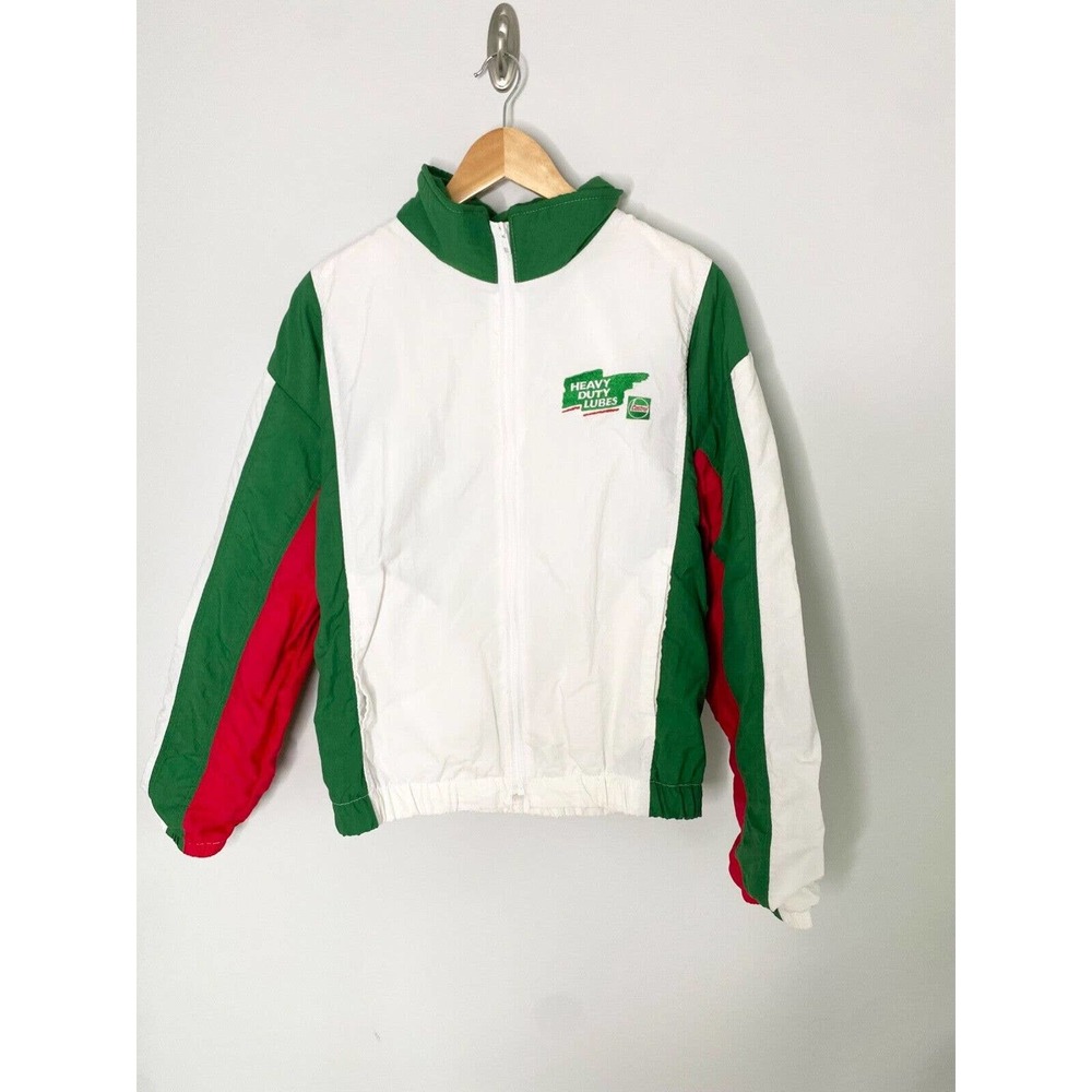 Vintage Castrol Heavy Duty Lubes Color Blocked Zipper Jacket Made In USA Sz M